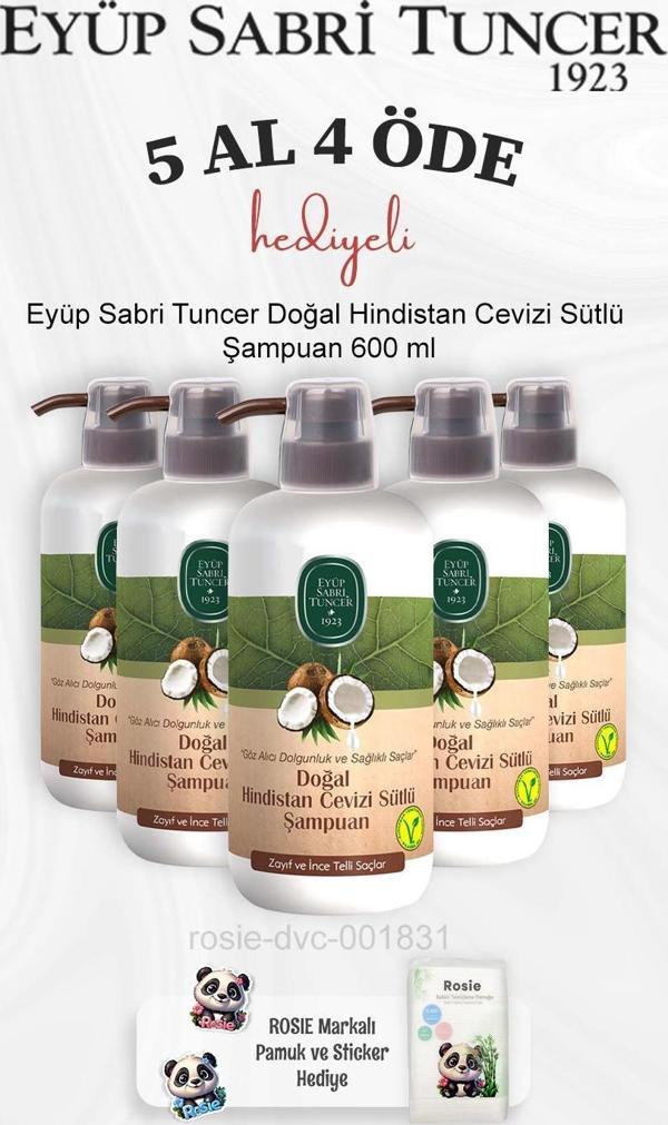  Eyüp Sabri Tuncer Doğal Hindistan Cevizi Sütlü Şampuan 600 ml 5 Al 4 Öde ve Rosie Pamuk - Image 1
