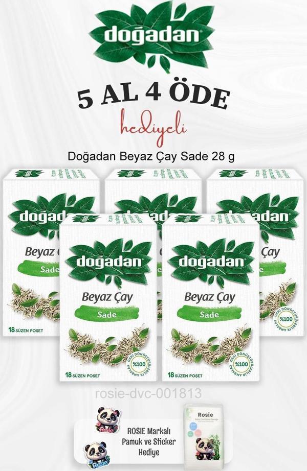 Doğadan Beyaz Çay Sade 28 g 5 Al 4 Öde ve Rosie Pamuk - Image 1