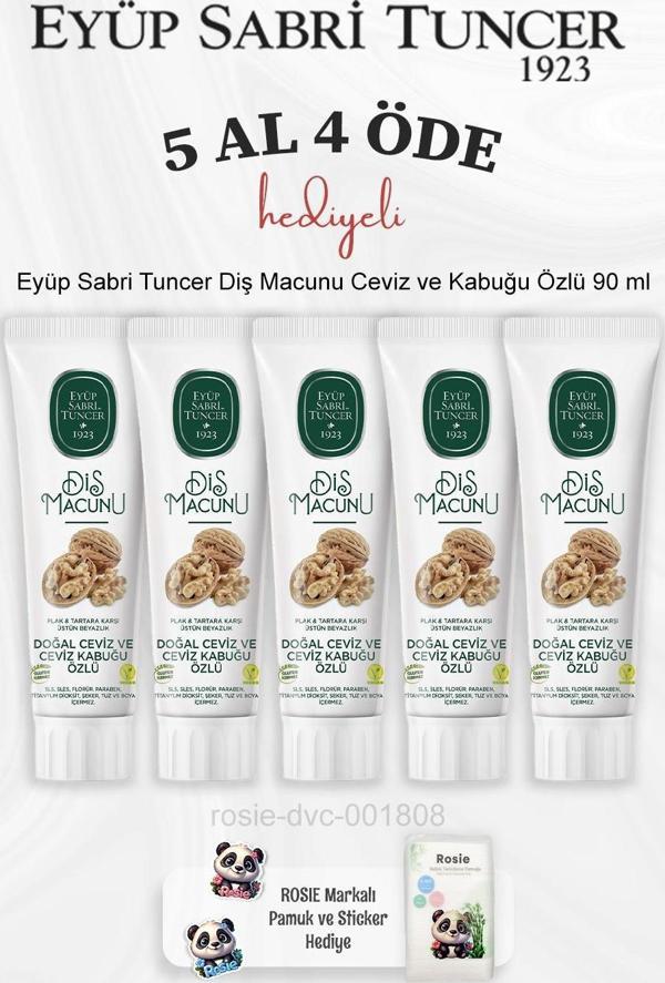 Eyüp Sabri Tuncer Diş Macunu Ceviz ve Kabuğu Özlü 90 ml 5 Al 4 Öde ve Rosie Pamuk - Image 1