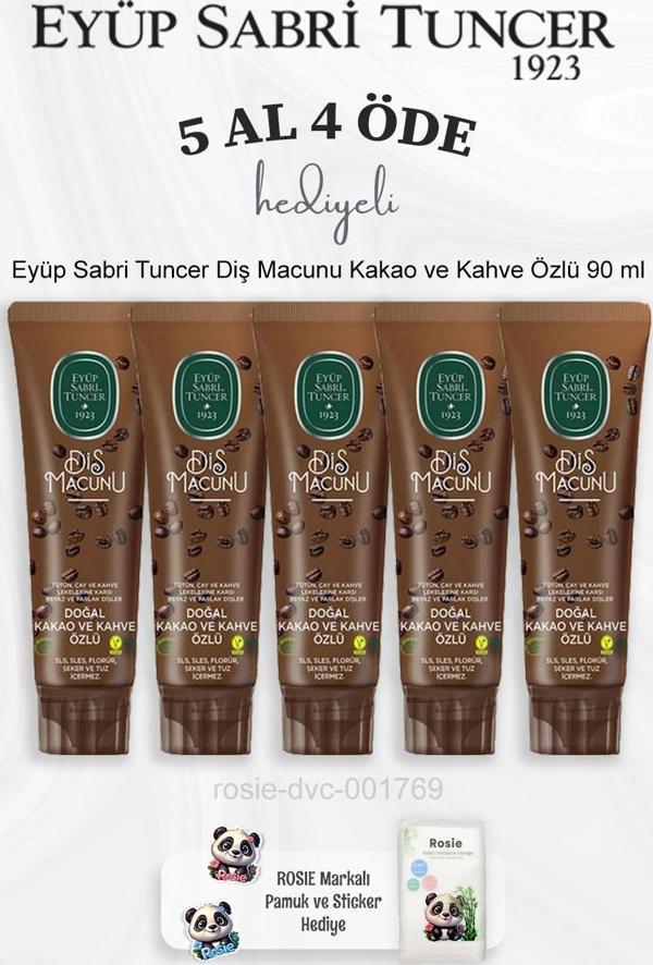 Eyüp Sabri Tuncer Diş Macunu Kakao ve Kahve Özlü 90 ml 5 Al 4 Öde ve Rosie Pamuk - Image 1