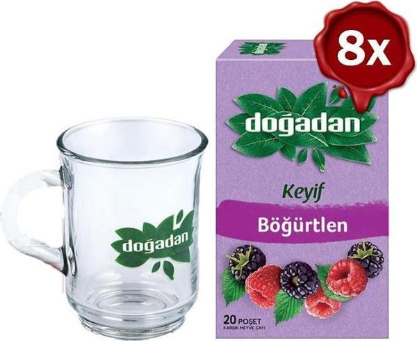 Doğadan Böğürtlenli Karışık Mey+ Çayı 20' li + Doğadan Cam Bardak   - Image 1