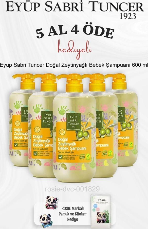 Eyüp Sabri Tuncer Doğal Zeytinyağlı Bebek Şampuanı 600 ml 5 Al 4 Öde ve Rosie Pamuk - Image 1