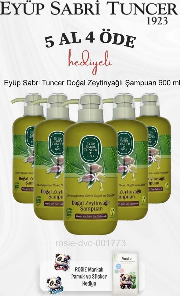 Eyüp Sabri Tuncer Doğal Zeytinyağlı Şampuan 600 ml 5 Al 4 Öde ve Rosie Pamuk - Image 1