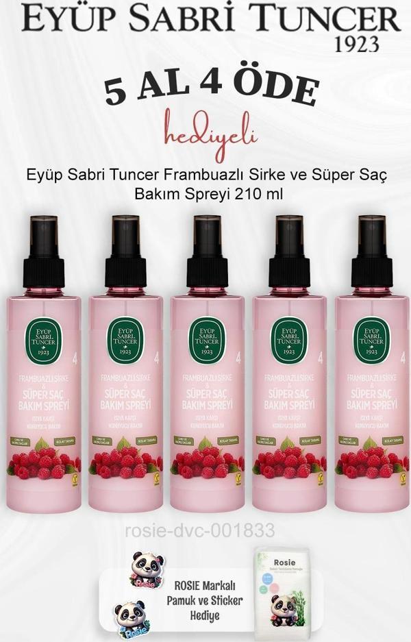 Eyüp Sabri Tuncer Frambuazlı Sirke ve Süper Saç Bakım Spreyi 210 ml 5 Al 4 Öde ve Rosie Pamuk - Image 1