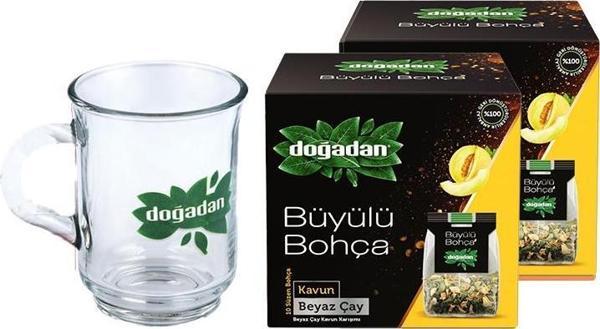 Doğadan Büyülü Bohça Beyaz Çay Kavun 10'lu 12 G x 2 + Doğadan Cam Bardak   - Image 1