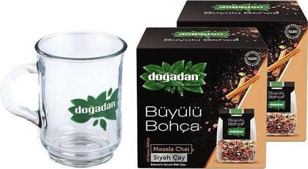 Doğadan Büyülü Bohça Masala Chai 10'lu 22 G x 2 + Doğadan Cam Bardak   - Image 1
