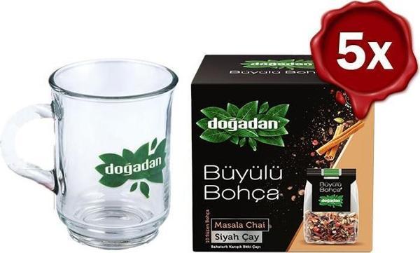 Doğadan Büyülü Bohça Masala Chai 10'lu 22 G x 5 + Doğadan Cam Bardak   - Image 1