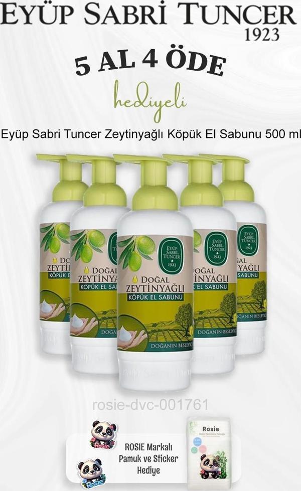 Eyüp Sabri Tuncer Zeytinyağlı Köpük El Sabunu 500 ml 5 Al 4 Öde ve Rosie Pamuk - Image 1