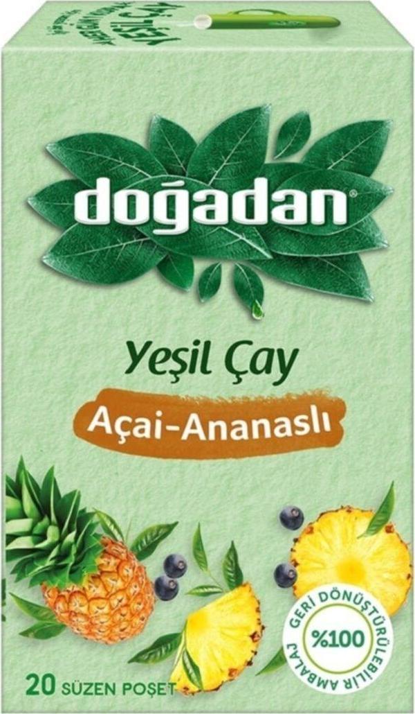 Doğadan Yeşil Çay Açai Ananaslı Bardak Poşet Çay - Image 1