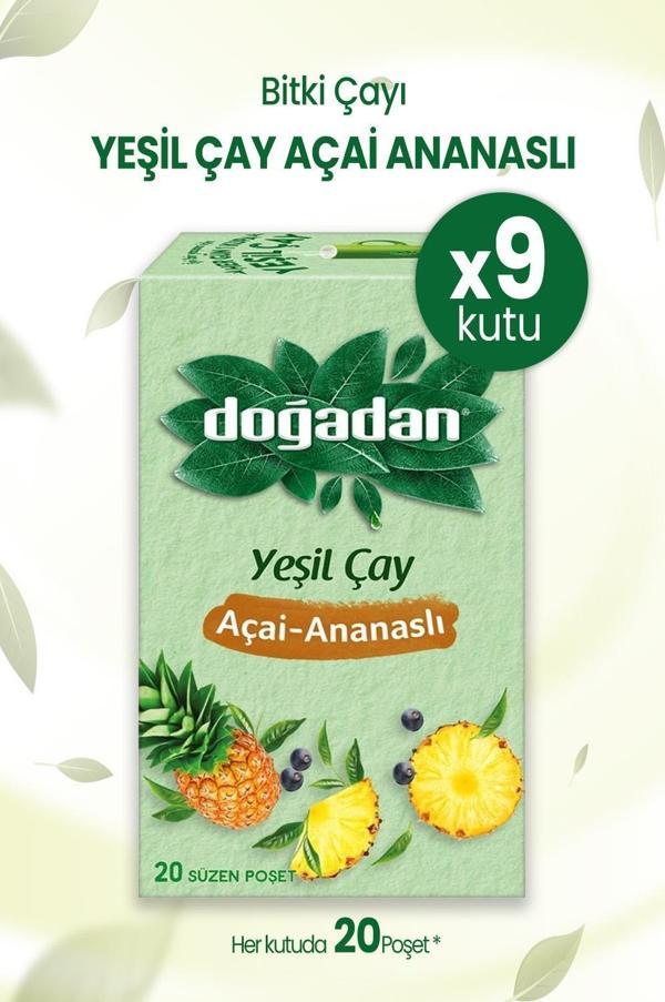 Doğadan Yeşil Çay Açai Ananaslı Bardak Poşet Çay x 9 Adet - Image 1