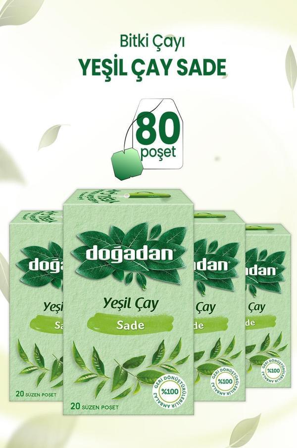 Doğadan Yeşil Çay Sade 20'li x 4 Adet - Image 1