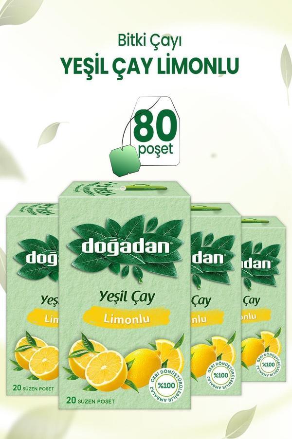 Doğadan Yeşil Çay Limonlu 20'li x 4 Adet - Image 1