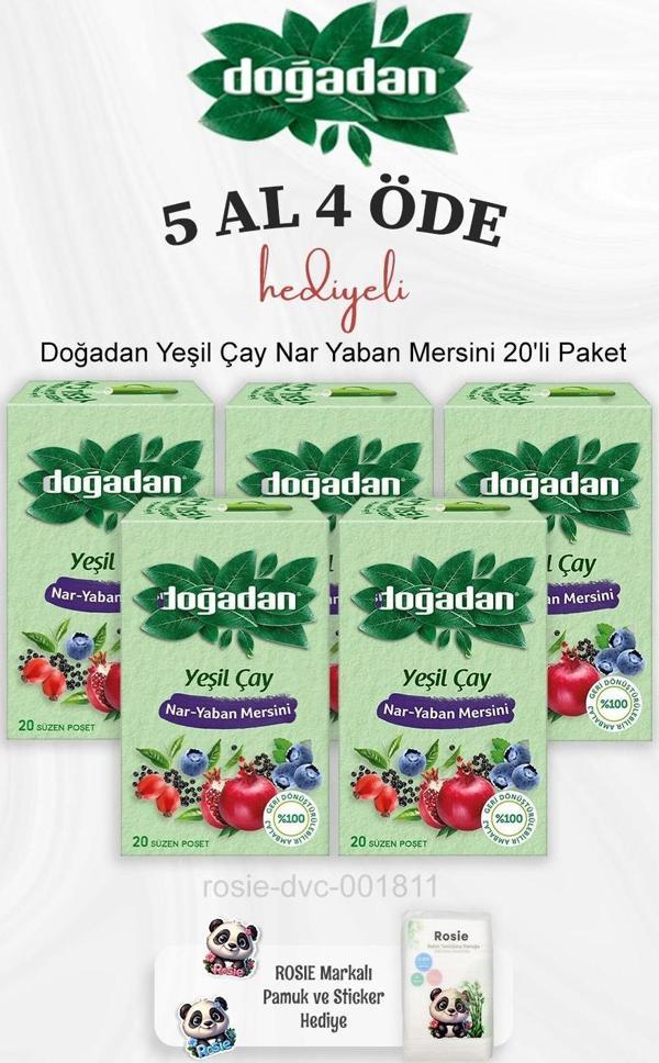 Doğadan Yeşil Çay Nar Yaban Mersini 20'li Paket 5 Al 4 Öde ve Rosie Pamuk - Image 1