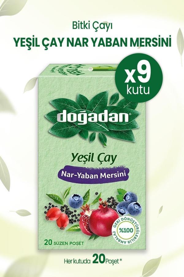 Doğadan Yeşil Çay Nar Yaban Mersini 20'li Paket x 9 Adet - Image 1