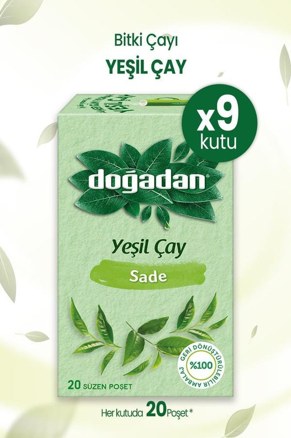Doğadan Yeşil Çay Sade 20'li x 9 Adet - Image 1