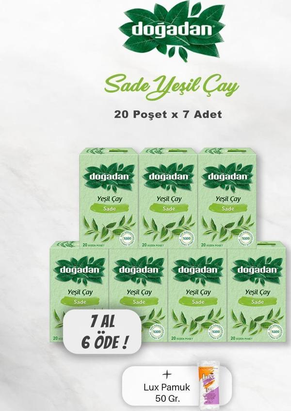 Doğadan Yeşil Çay Sade 4 AL 3 ÖDE ve Pamuk - Image 1