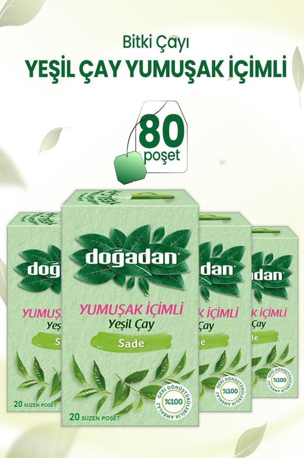 Doğadan Yeşil Çay Yumuşak İçimli 20'li x 4 adet - Image 1