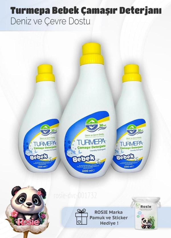 Turmepa Baby Çamaşır Deterjanı 1000 ml x 3 ve Rosie Pamuk - Image 1