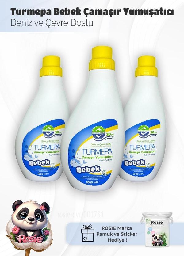 Turmepa Baby Çamaşır Yumuşatıcı 1000 ml x 3 ve Rosie Pamuk - Image 1