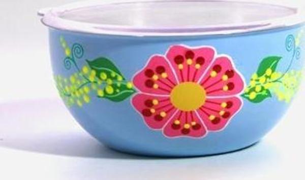 El Boyama 16 Cm Mavi Kapaklı Kase - Image 1