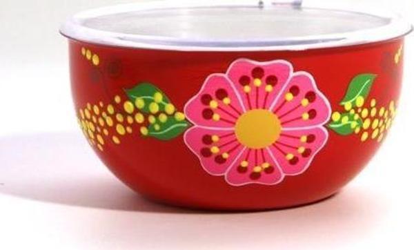 El Boyama 18 Cm Kırmızı Kapaklı Kase - Image 1