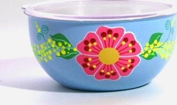 El Boyama 18 Cm Mavi Kapaklı Kase - Image 1