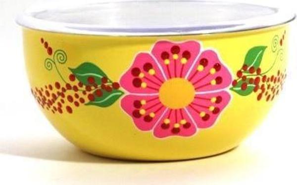 El Boyama 18 Cm Sarı Kapaklı Kase - Image 1