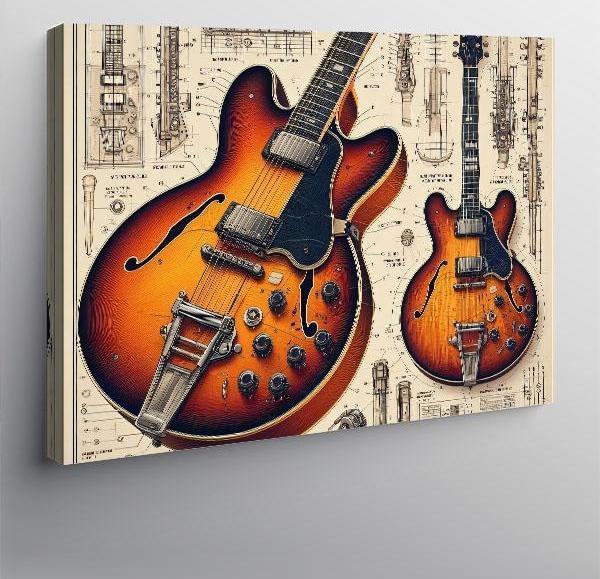 Kanvas Tablo Akustik Gitar Düeti 100cmx140cm - Image 1