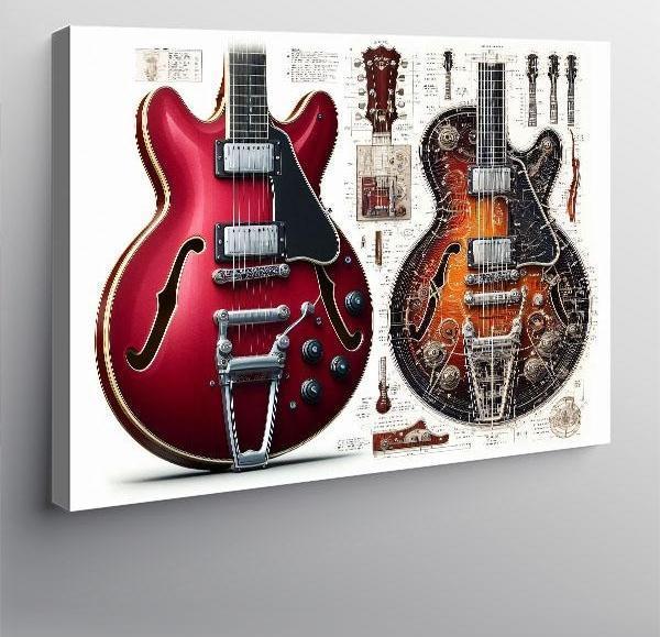 Kanvas Tablo Kırmızı Gitar Koleksiyonu 100cmx140cm - Image 1
