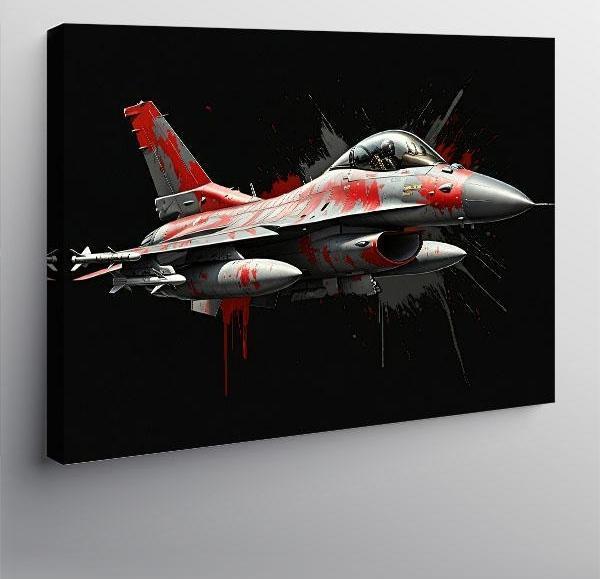 Kanvas Tablo Kırmızı Jet Uçağı Aksiyonu 100cmx140cm - Image 1
