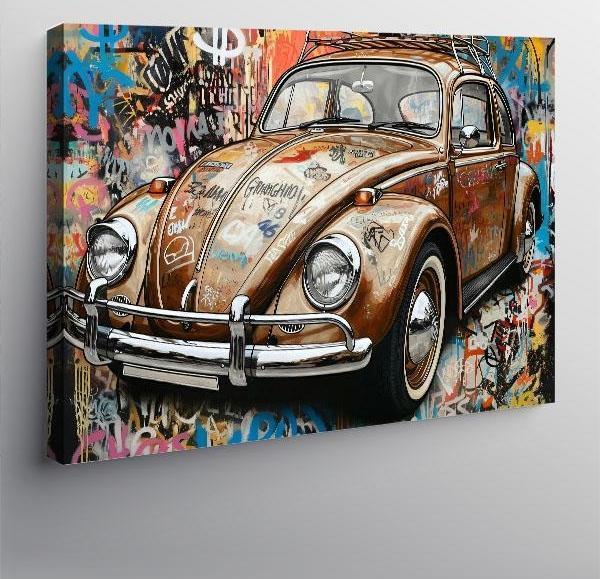 Kanvas Tablo Grafitili Eski Vosvos Araba 100cmx140cm - Image 1
