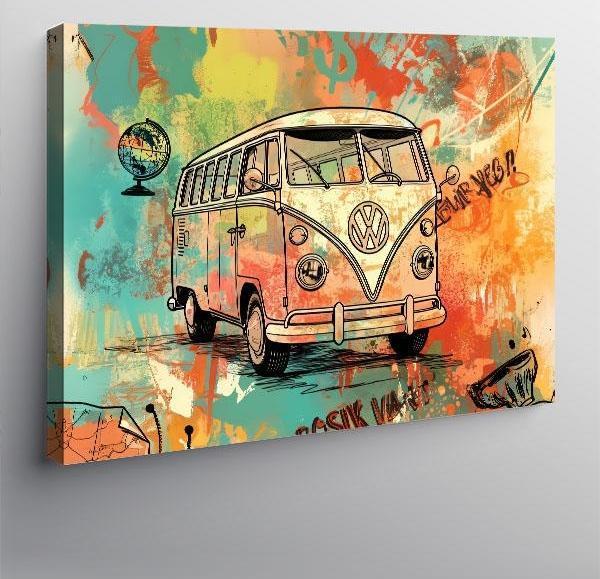 Kanvas Tablo Grafitili Minibüs Çizimi 100cmx140cm - Image 1