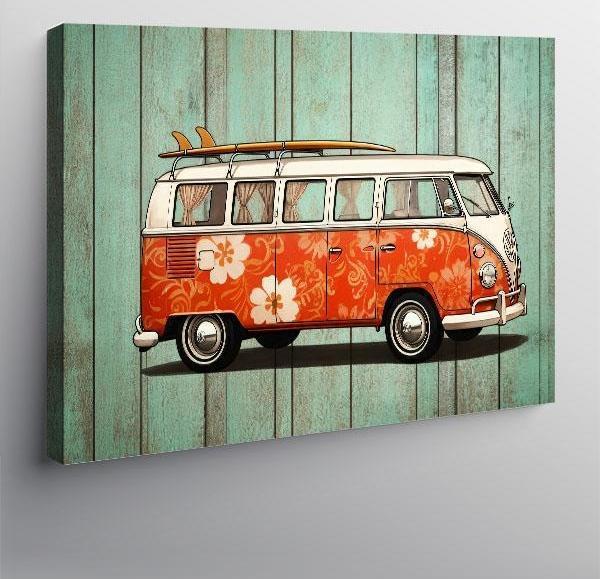 Kanvas Tablo Çiçek Desenli Karavan 100cmx140cm - Image 1
