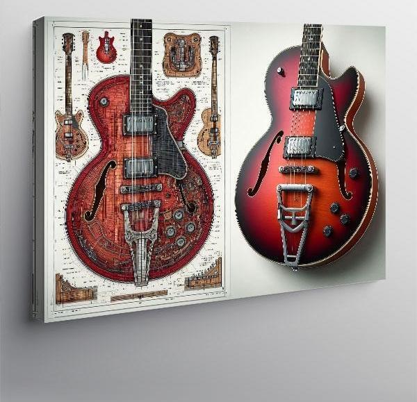 Kanvas Tablo Çift Elektro Gitar Tasarımı 50cmx70cm - Image 1