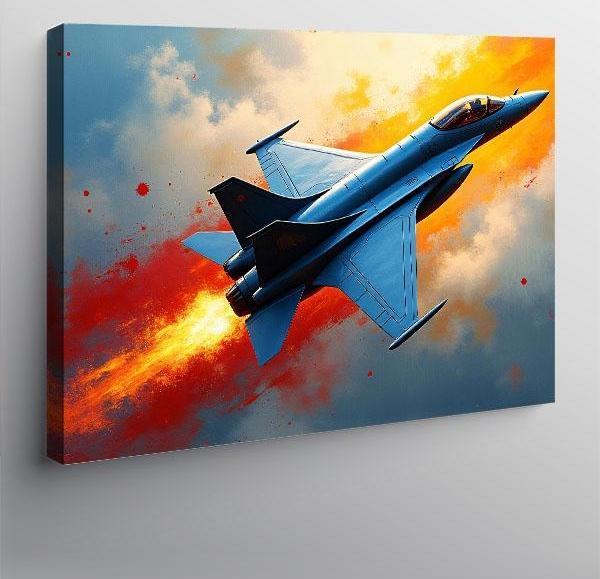 Kanvas Tablo Mavi Jet Uçağı 100cmx140cm - Image 1