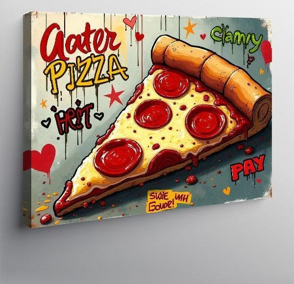 Kanvas Tablo Renkli Pizza İllüstrasyonu 100cmx140cm - Image 1