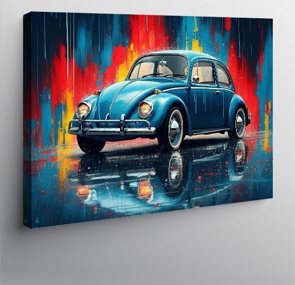 Kanvas Tablo Mavi Retro Vosvos Tasarımı 100cmx140cm - Image 1