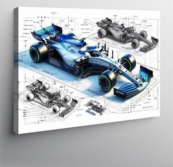 Kanvas Tablo Teknik Formula 1 Çizimi 100cmx140cm - Image 1