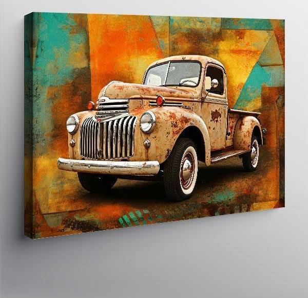 Kanvas Tablo Retro Kamyon Tasarımı 100cmx140cm - Image 1