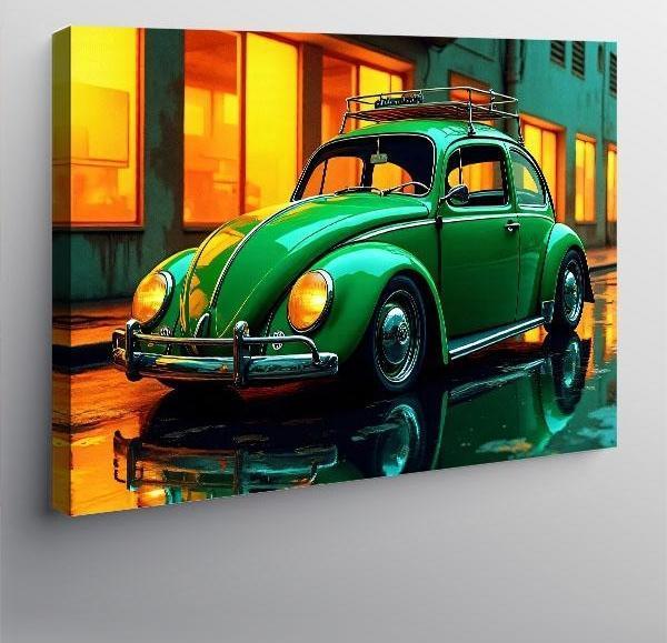 Kanvas Tablo Yeşil Retro Vosvos Araba 100cmx140cm - Image 1