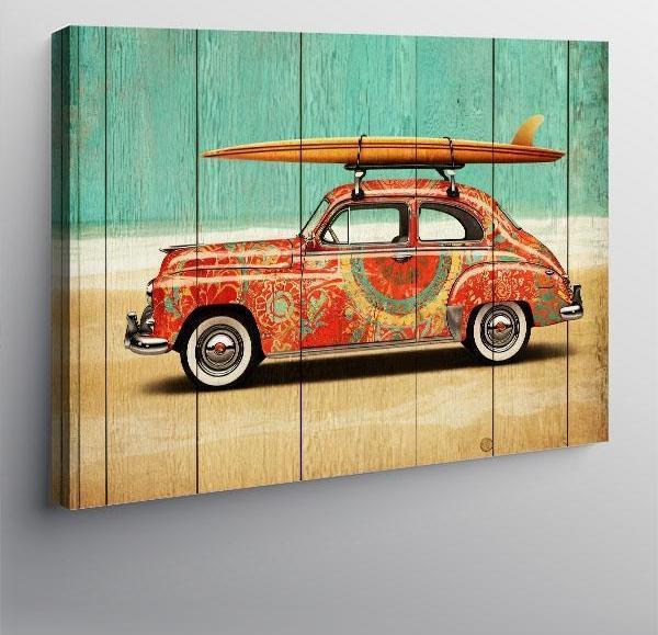 Kanvas Tablo Surf Tahtalı Retro Araba 100cmx140cm - Image 1