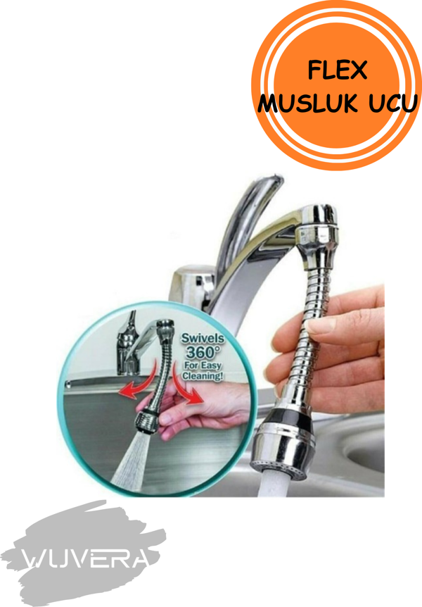 WUVERA Turbo Flex Plastik Hortumlu Esnek Ayarlanabilir Musluk Başlığı 2 Aşamalı - Image 1