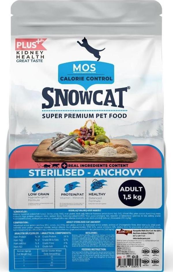 Snow Cat Plus Düşük Tahıllı Kısırlaştırılmış Balıklı Kedi Maması 1,5 Kg - Image 1