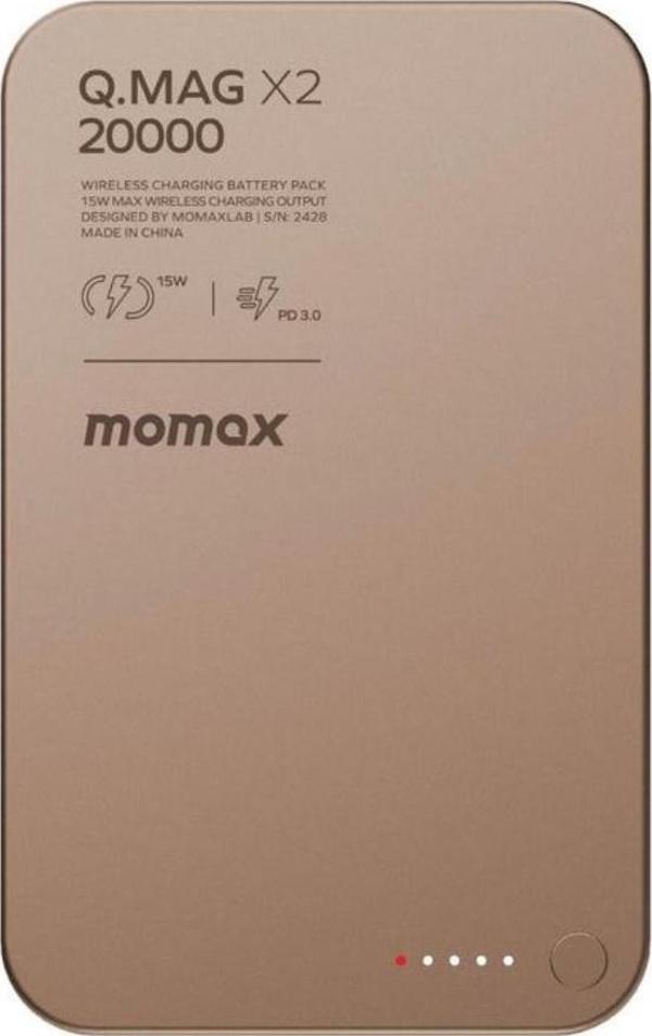Momax Q Mag X2 20000 mAh Magsafe Powerbank Kablosuz Powerbank Desert Titanium - Image 1