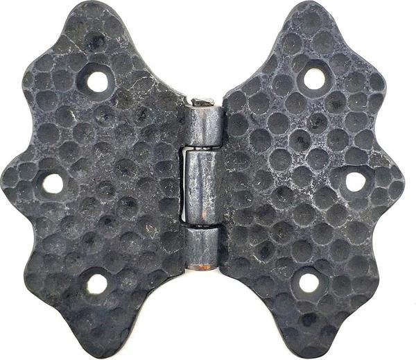 Antika Tarz Dekoratif Pirinç Kelebek Menteşe - 92 mm, Oksit - Image 1