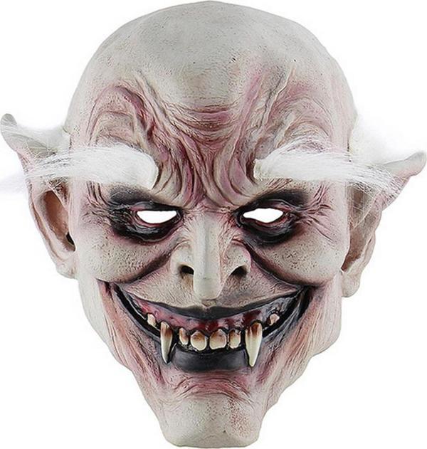 Korku Zombi Maskesi Beyaz Saçlı Kaşlı Lateks Vampir Maskesi Et Maske - Image 1