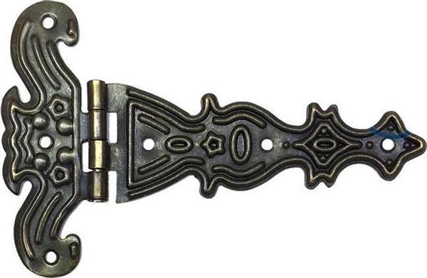 Dekoratif, Sac Tek Kuyruklu Menteşe - 69x102 mm, Büyük, Antik, 100 Adet - Image 1