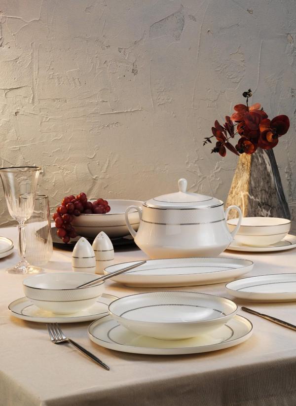 Aryıldız 60 Parça Hn Vanessa Platin Porselen Yemek Takımı Ar252963  - Image 1