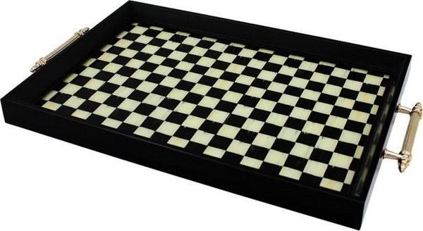 Glore A08-006 Damalı El Geçmekli Tepsi 31X46Cm 81829  - Image 1
