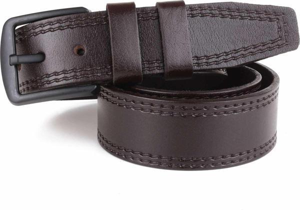 Hakiki Deri Erkek Kemer 4,5 cm Dikiş Desenli Kahverengi - Image 1